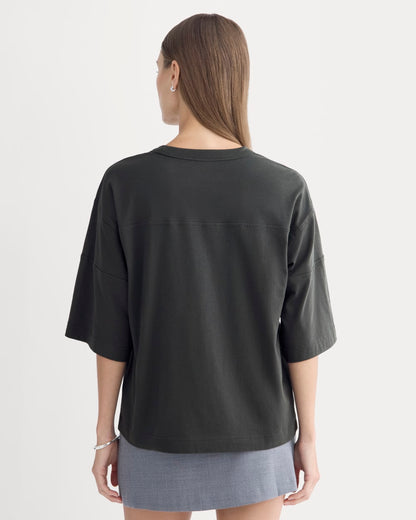 Oversized Varsity Tee in Essential Cotton | Washed Black
