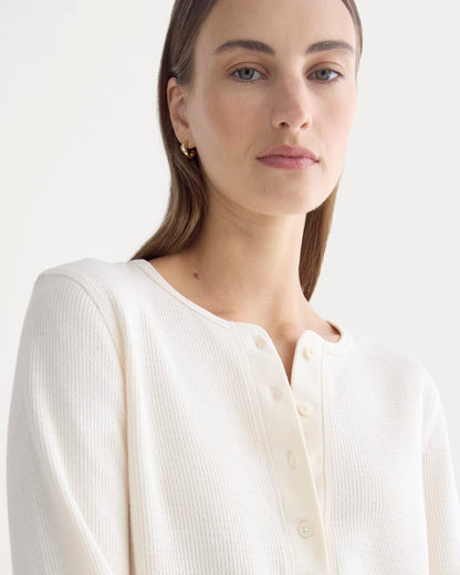 Boxy Henley in Cozy Waffle | Bone