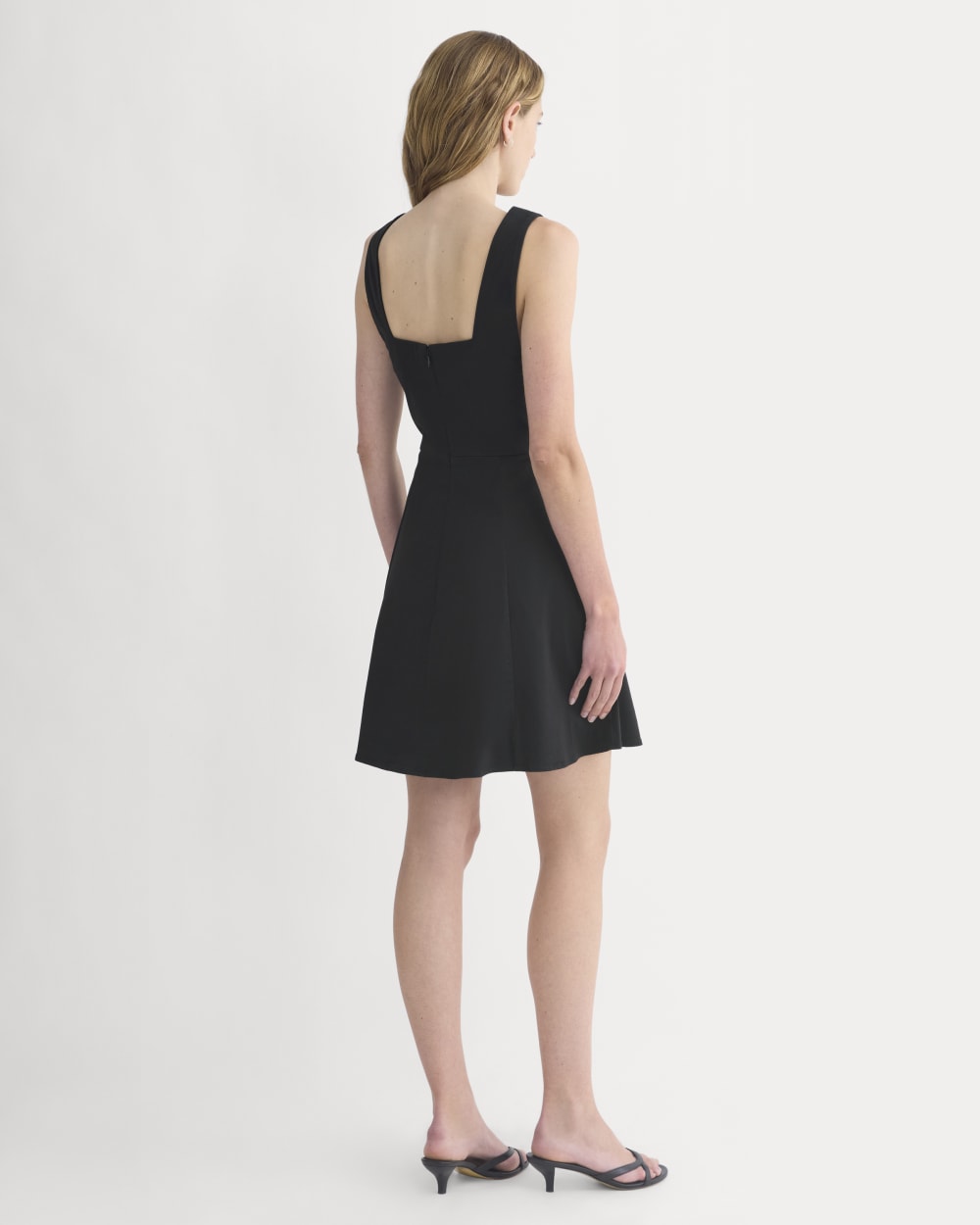 Seamed Open-Back Mini Dress | Black