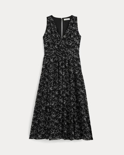 Maxi Dress in Silk Georgette | Floral/Black