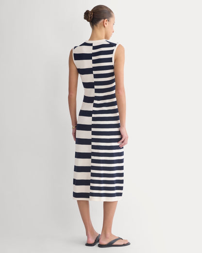 Striped Sweater Midi Dress | Bone/True Navy Duo Stripe