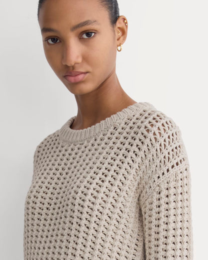 Open-Knit Crew in Elevated Cotton | Peyote