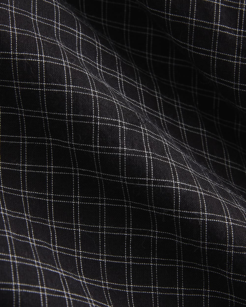 Textured Voile Resort Shirt | Black Plaid