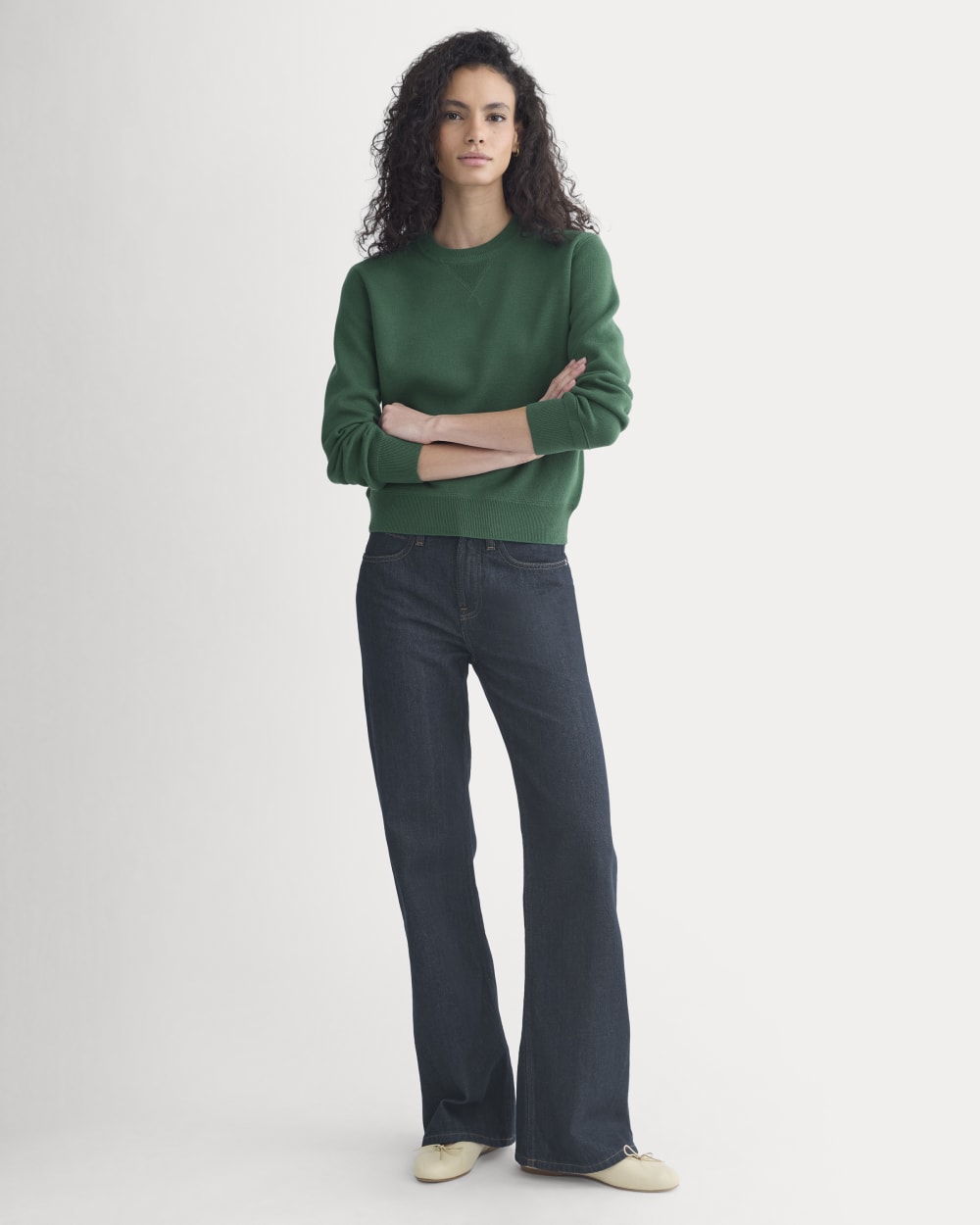 Double Knit Crew in Cotton Merino | Hunter Green