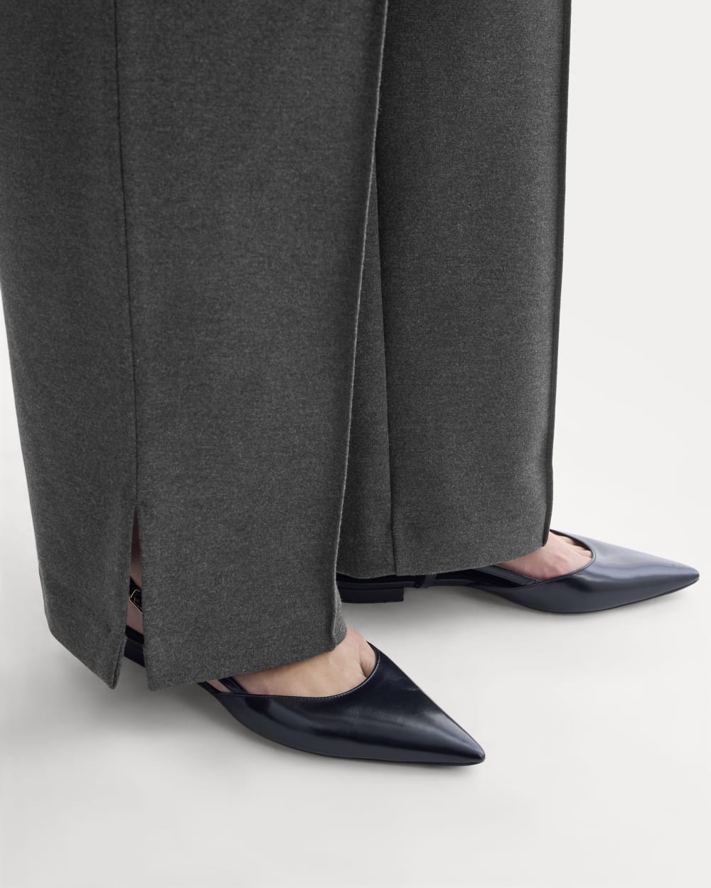 Ponte Wide-Leg Trouser | Heathered Soot