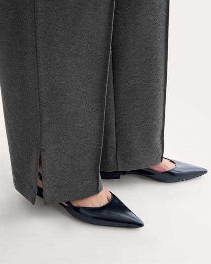 Ponte Wide-Leg Trouser | Heathered Soot