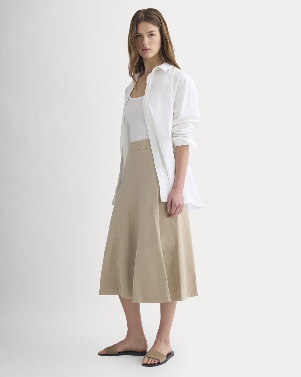 Seamed Midi Skirt | Trench Coat Khaki