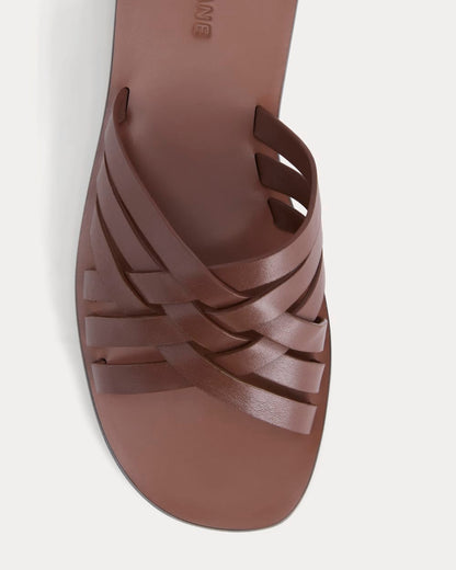 Leather Triple Crisscross Sandal | Rum