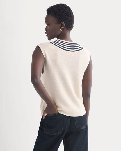 Relaxed V-Neck Vest in Cotton Merino | Canvas