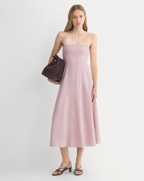 Strapless Dress in Stretch Linen | Burnished Lilac