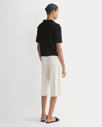 Open Collar Polo | Black