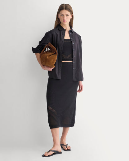 Lace-Knit Maxi Skirt | Black