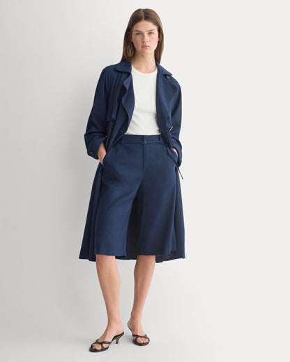 Long Tailored Short in Stretch Linen | Navy