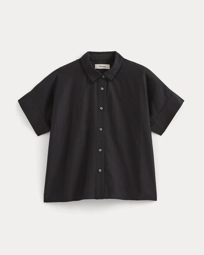 Scalloped-Collar Square Shirt | Black
