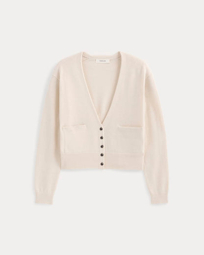 Deep V-Neck Cardigan in Cotton Merino | Canvas