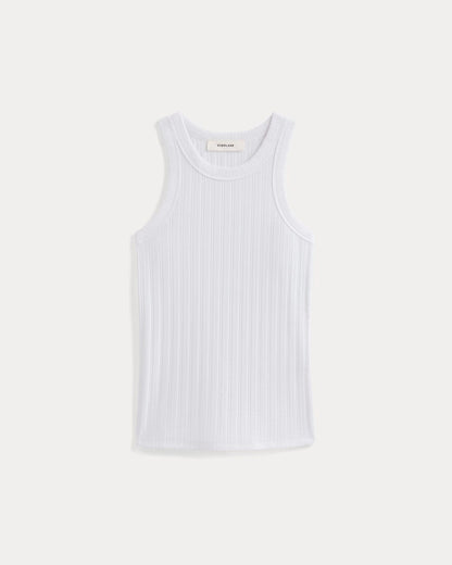 Racerback Tank in Pointelle | White