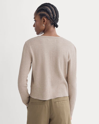 Boxy Henley in Cozy Waffle | Heathered Oatmeal