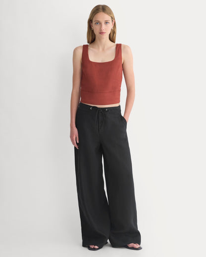Square Tank in Stretch Linen | Henna Red