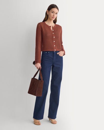 Lace-Knit Cardigan | Henna Red