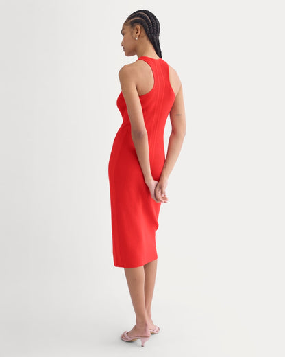 Cutaway Ribbed Midi Dress | Fiery Red