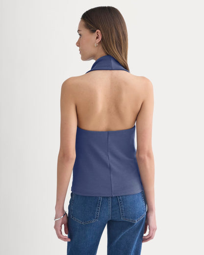 Halter Cowlneck Top in Butterknit | Washed Navy