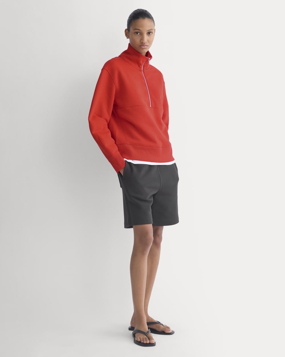 Luxe Fleece Half-Zip Sweatshirt | Fiery Red
