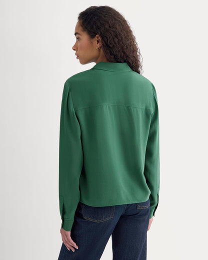 Shrunken Top in Washable Silk | Hunter Green