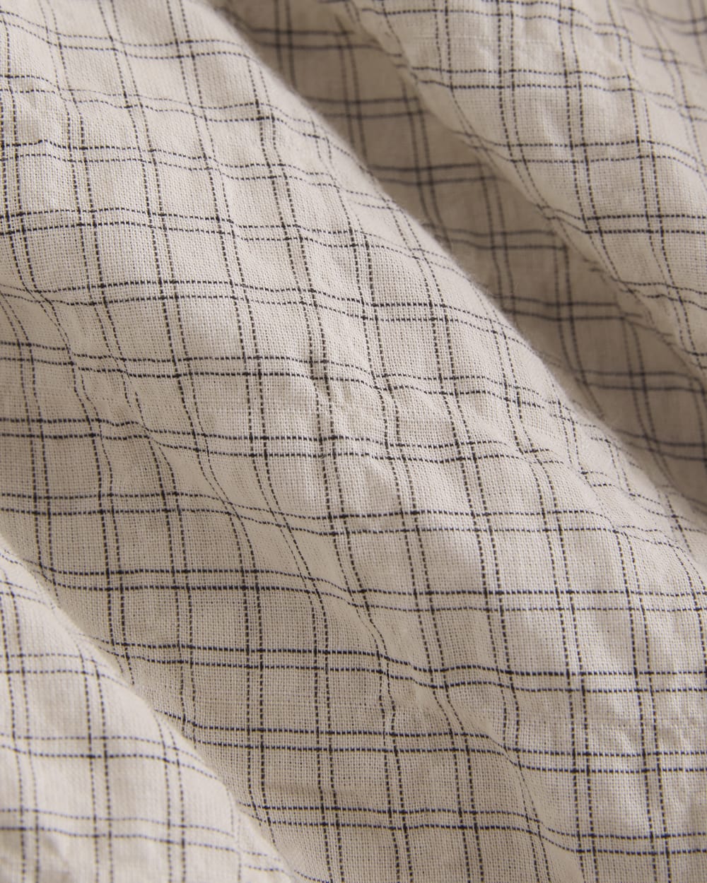 Textured Voile Resort Shirt | Natural Plaid