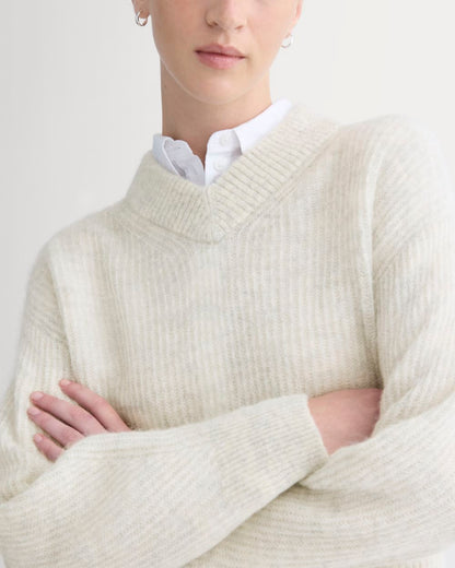 Cropped Cocoon Sweater in Alpaca | Almond