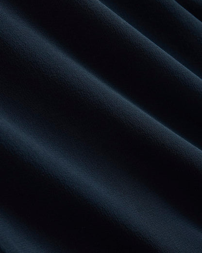 Notch Collar Shirt in Silk Georgette | Navy