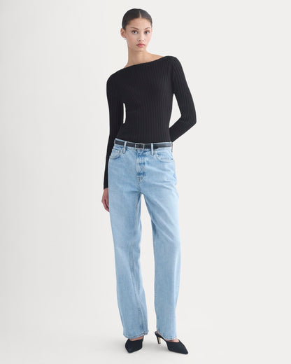 Cashmere Ribbed Boat-Neck Sweater | Black