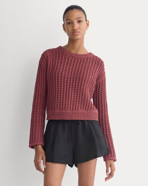 Open-Knit Crew in Elevated Cotton | Henna Red