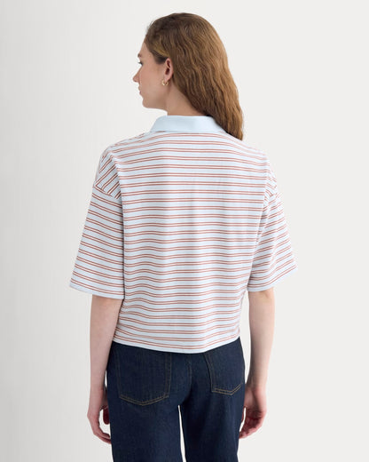 Pique Boxy Polo | Skywriting/Henna/Gardenia