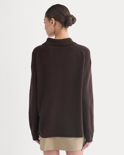 Cashmere Button-Up Shirt | Dark Chocolate