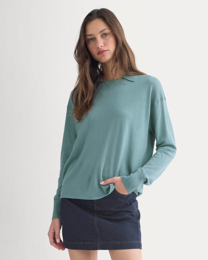 Oversized Polo in Ultrafine Merino | Gray Mist