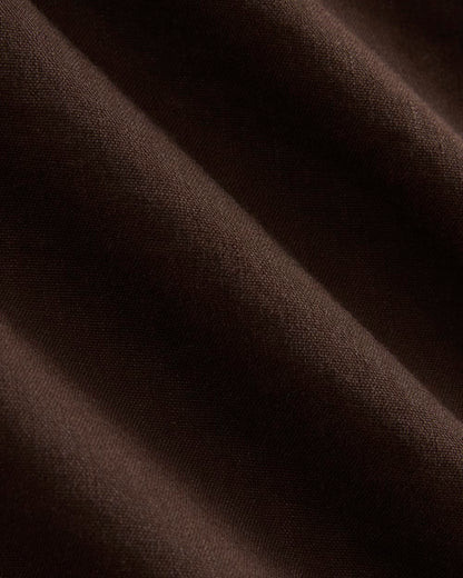 Mini Shift Dress in Stretch Linen | Dark Brown