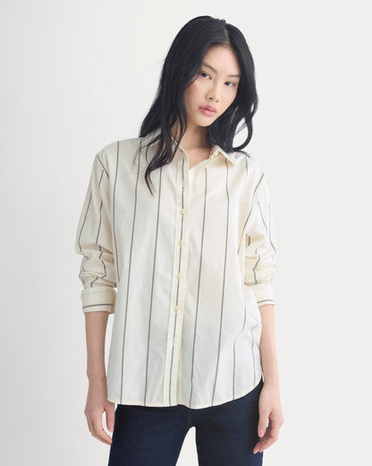 Everyday Shirt in Silky Cotton | Gardenia/Meteorite