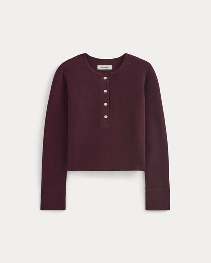 Boxy Henley in Cozy Waffle | Heathered Port Royale