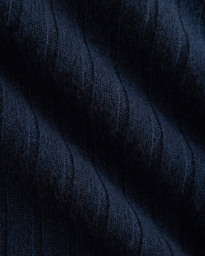 Mix Ribbed Crew in Cashmere | Navy