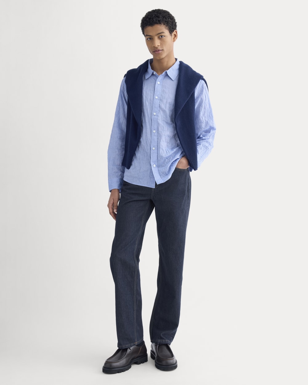 Textured Voile Button-Up Shirt | Open Air Plaid