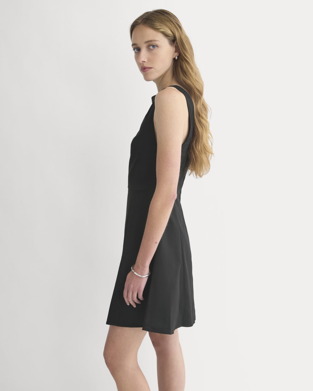 Seamed Open-Back Mini Dress | Black