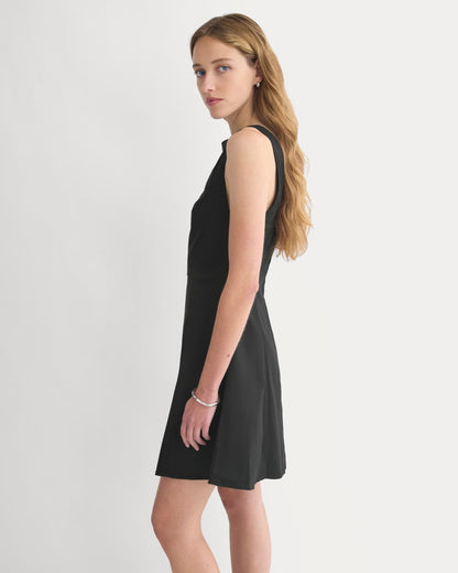 Seamed Open-Back Mini Dress | Black