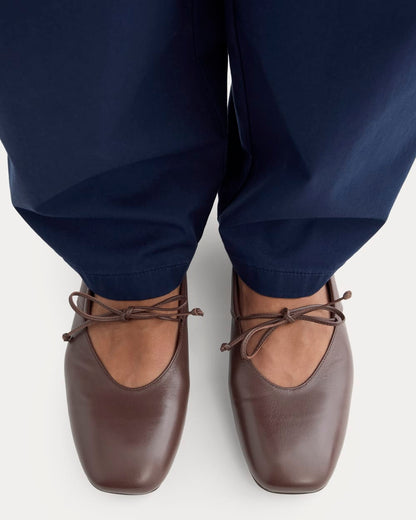 Leather Keyhole Flat | Burnt Umber