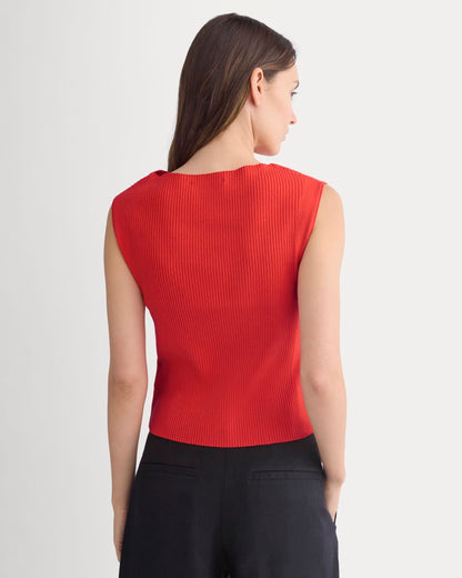 Boat-Neck Ribbed Knit | Fiery Red