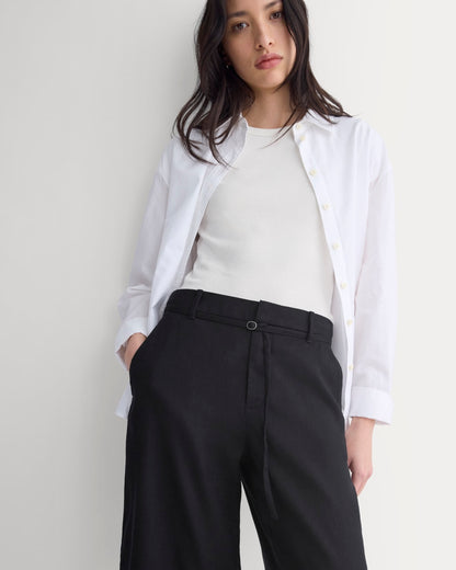 Long Tailored Short in Stretch Linen | Black