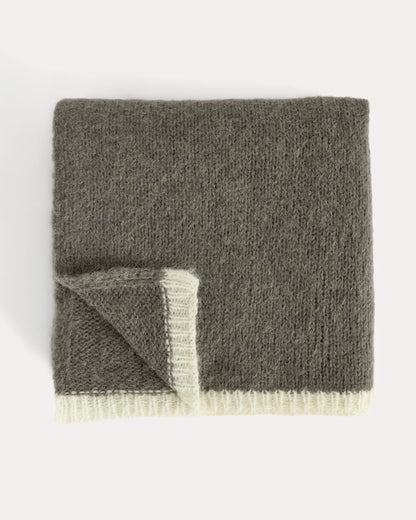 Plush Alpaca Scarf | Mid Grey Heather/ Bone