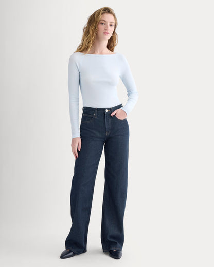 Luxe Rib Boatneck Top | Skywriting