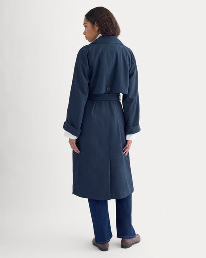 Drapey Twill Trench | Navy