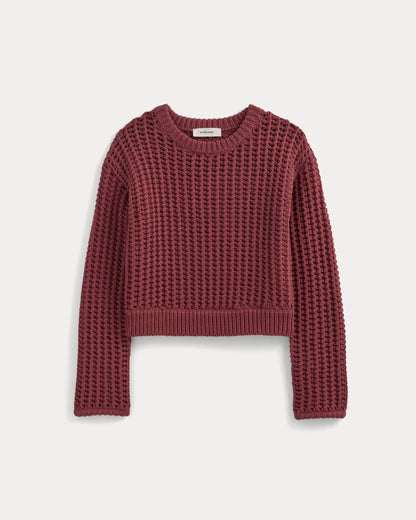 Open-Knit Crew in Elevated Cotton | Henna Red