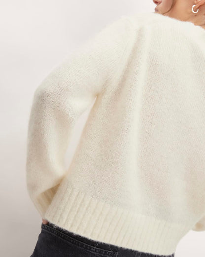 The Alpaca Cropped Crewneck Sweater | Snow